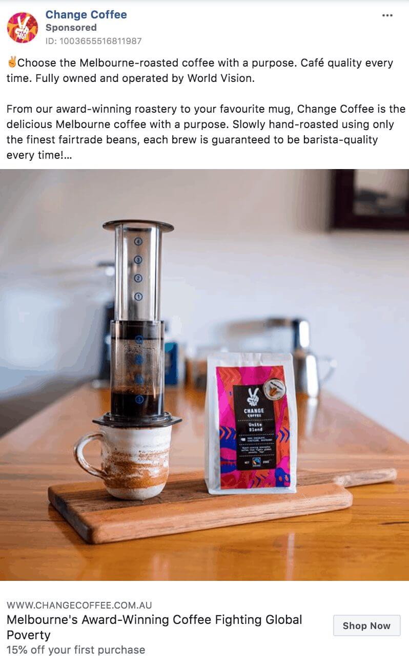 101 eComm Brands Making Facebook Ads You’ll Want to Click 75 Change Coffee