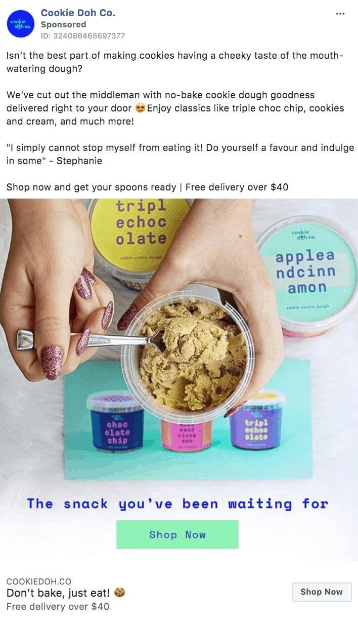 101 eComm Brands Making Facebook Ads You’ll Want to Click 68 Cookie Doh