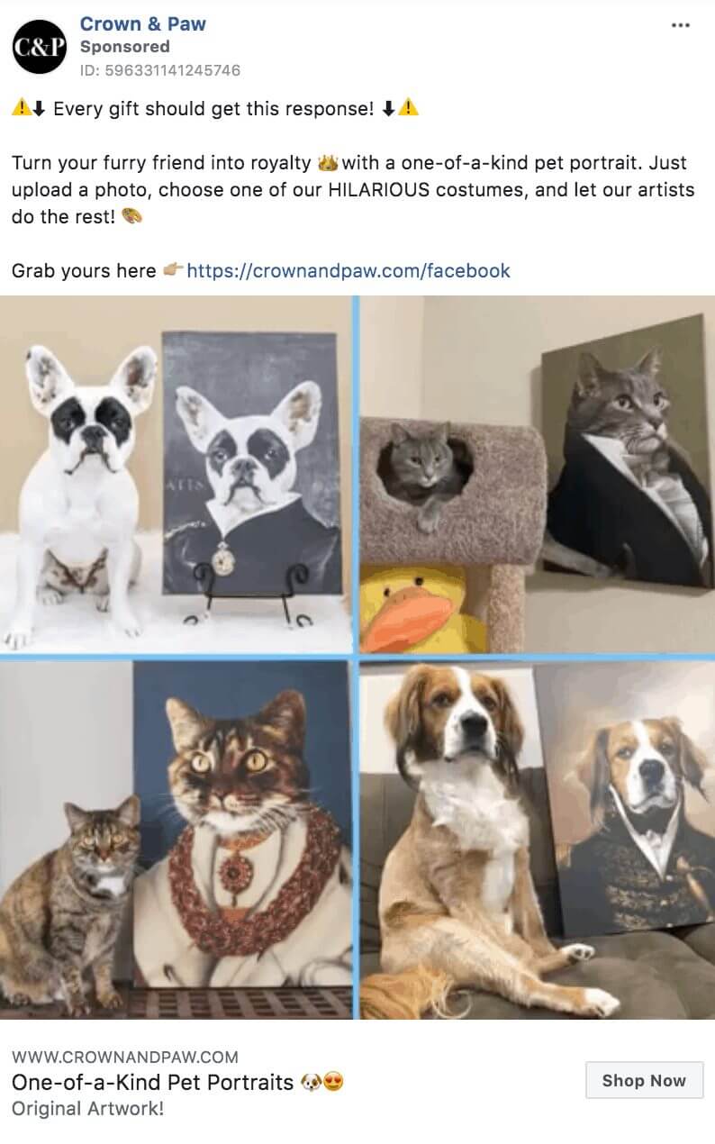 101 eComm Brands Making Facebook Ads You’ll Want to Click 101 Crown Paw 1
