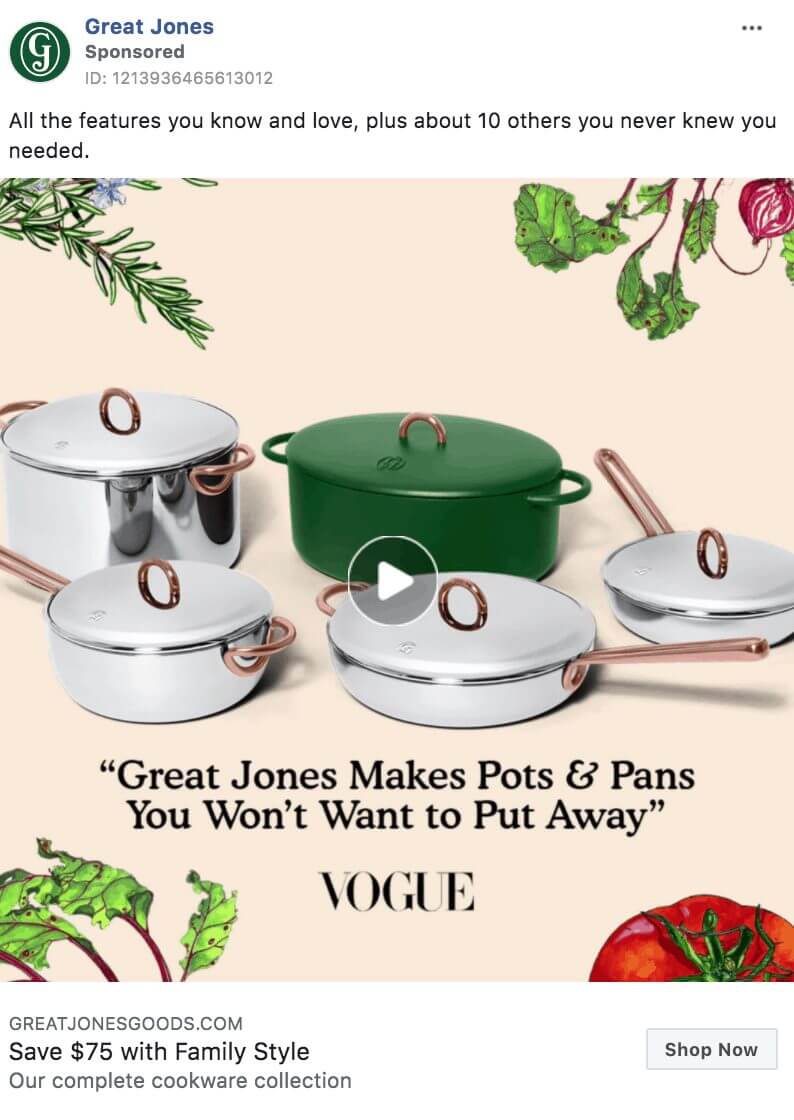 101 eComm Brands Making Facebook Ads You’ll Want to Click 91 Great Jones