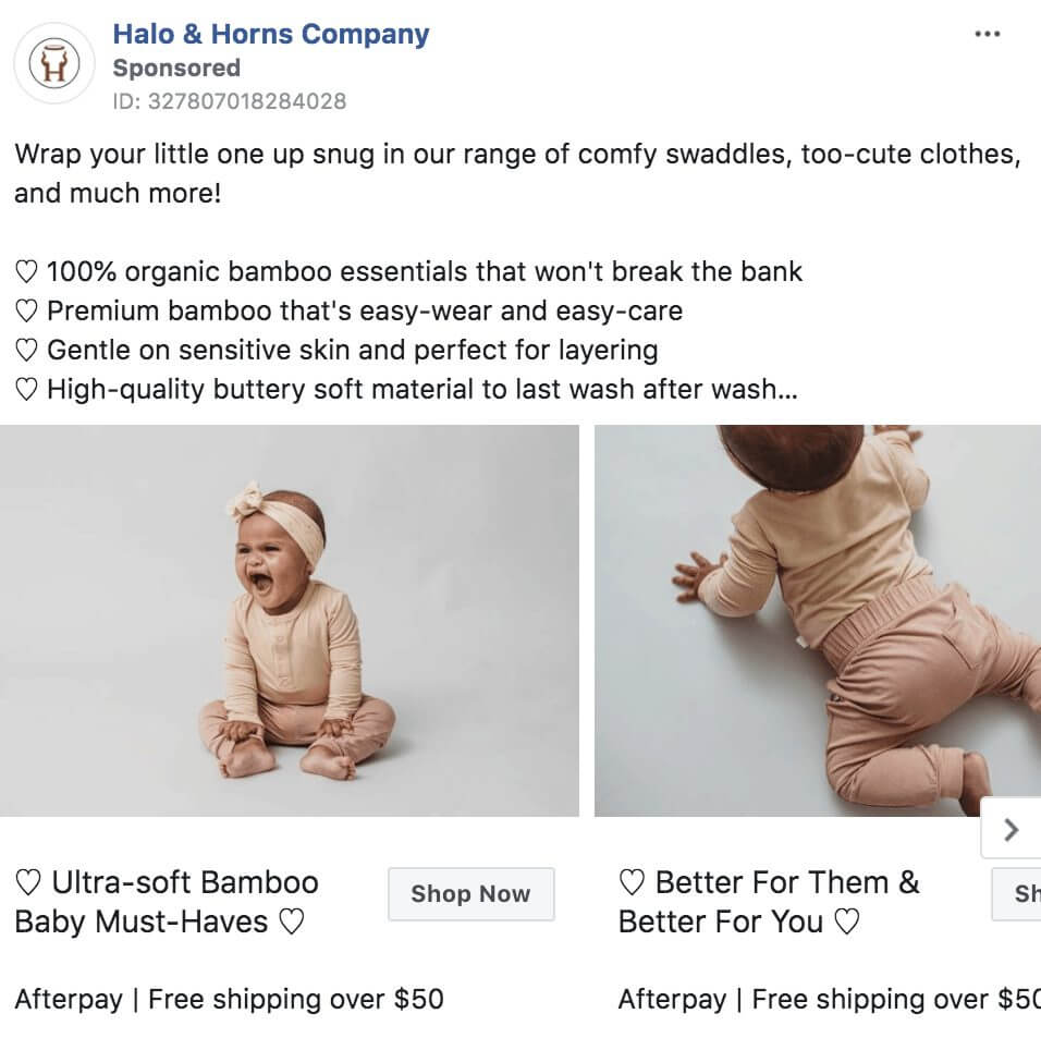 101 eComm Brands Making Facebook Ads You’ll Want to Click 99 Halo Horns