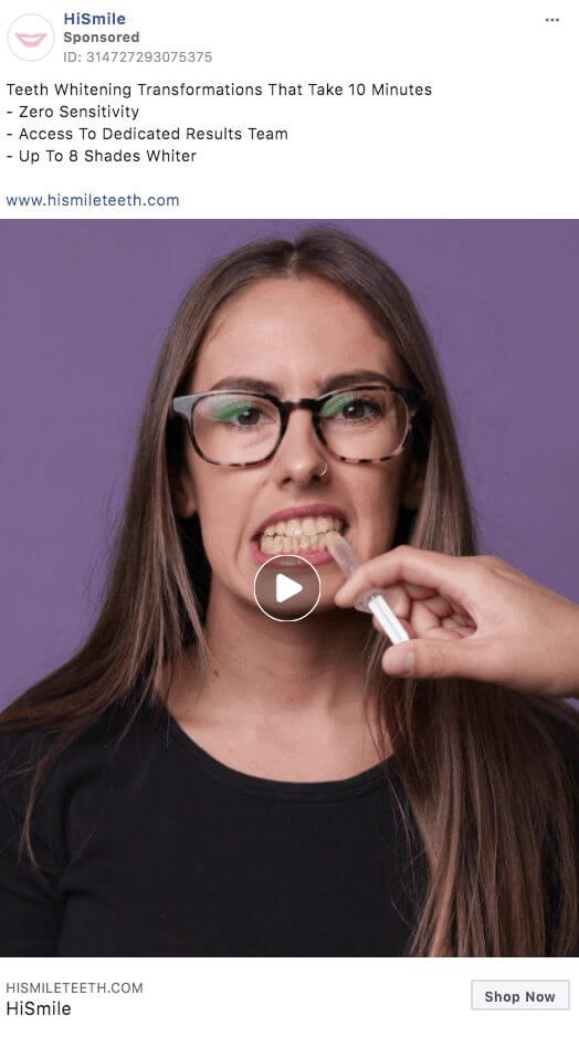 101 eComm Brands Making Facebook Ads You’ll Want to Click 16 HiSmile