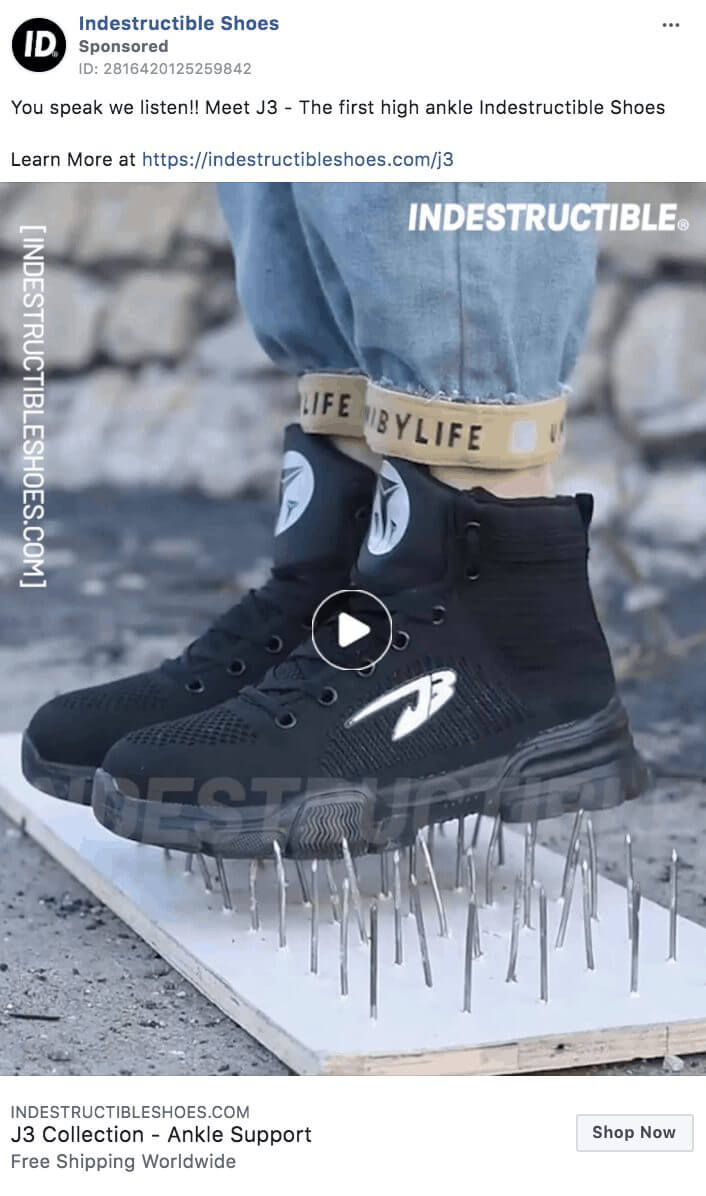 101 eComm Brands Making Facebook Ads You’ll Want to Click 39 Indestructible Shoes