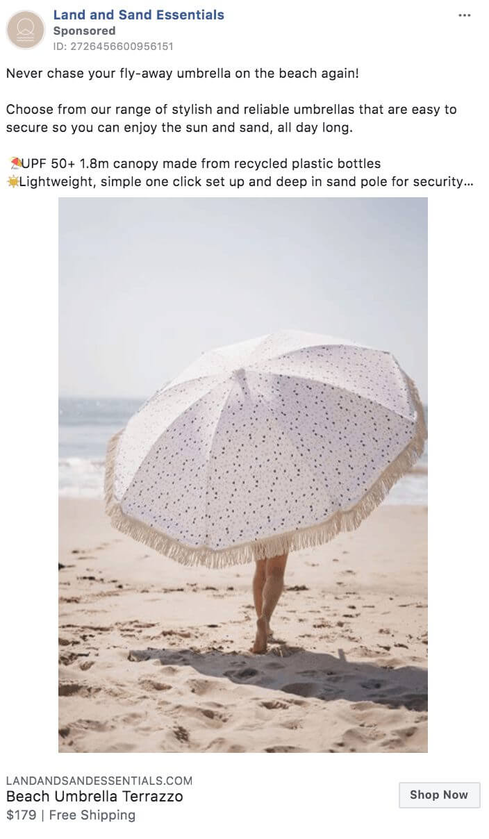 101 eComm Brands Making Facebook Ads You’ll Want to Click 95 Land and Sand