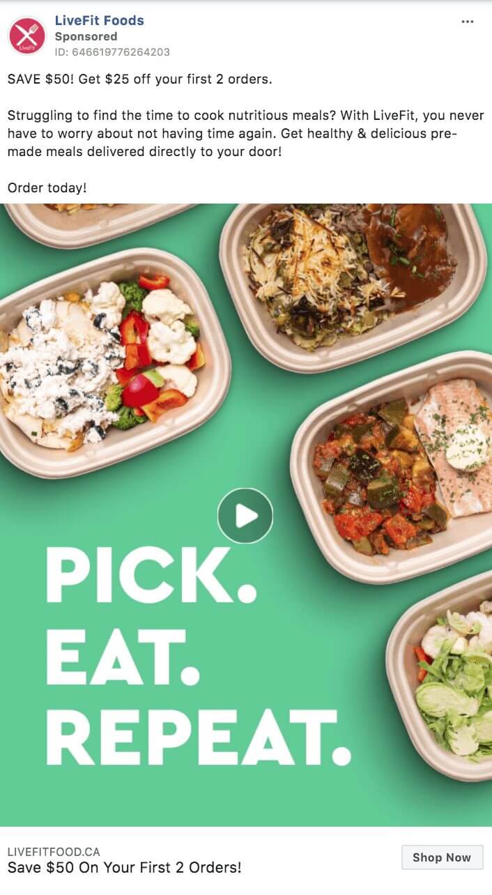 101 eComm Brands Making Facebook Ads You’ll Want to Click 64 Live Fit Foods