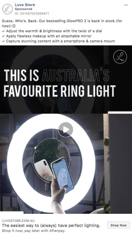 101 eComm Brands Making Facebook Ads You’ll Want to Click 9 Luvo