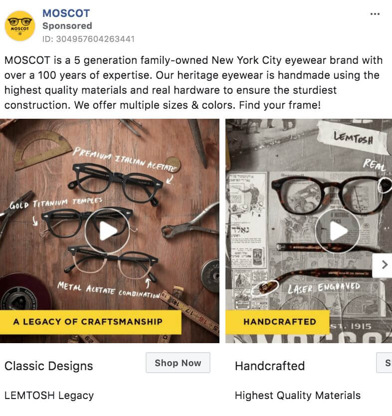 101 eComm Brands Making Facebook Ads You’ll Want to Click 49 MOSCOT