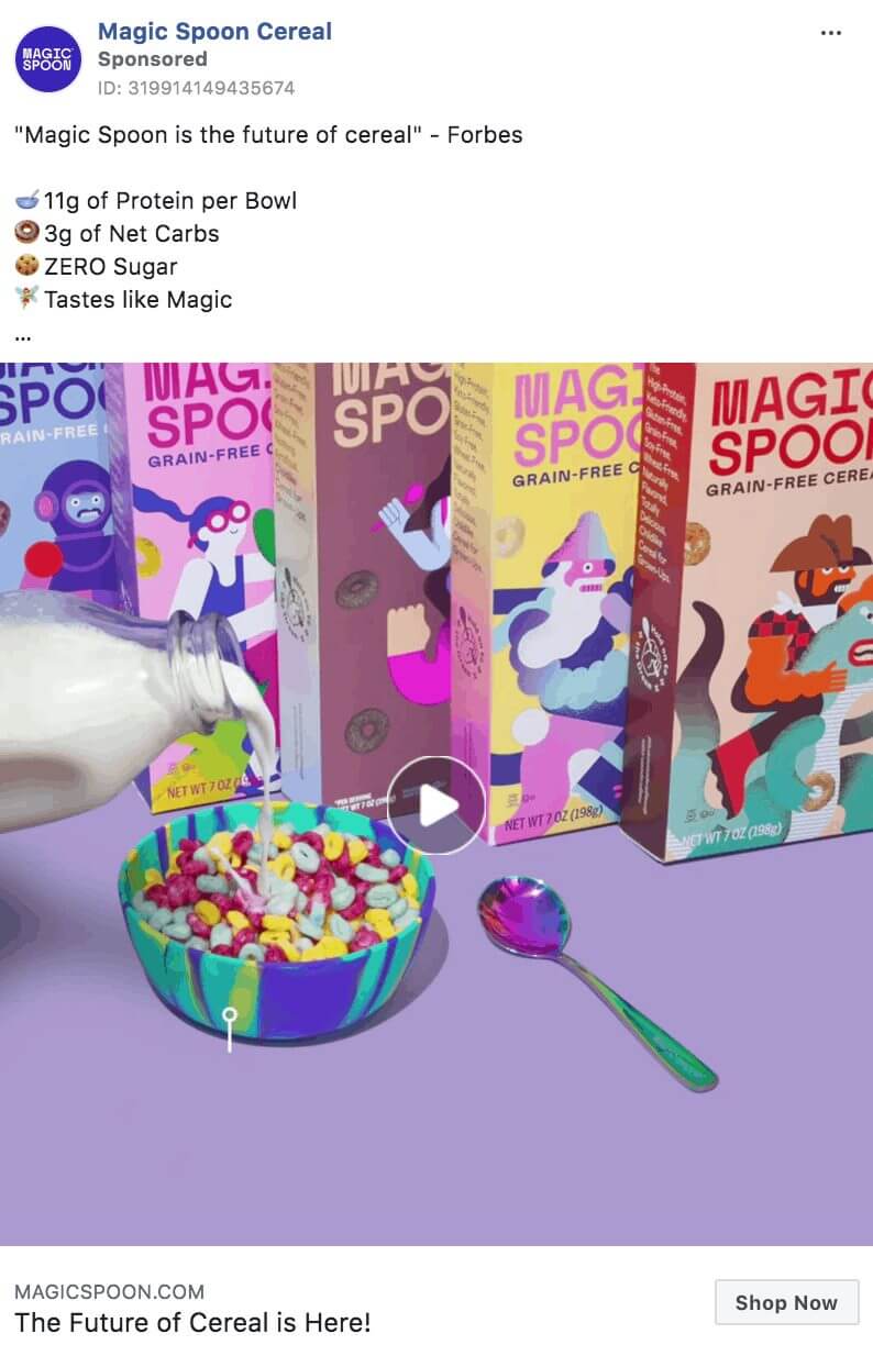 101 eComm Brands Making Facebook Ads You’ll Want to Click 67 Magic Spoon