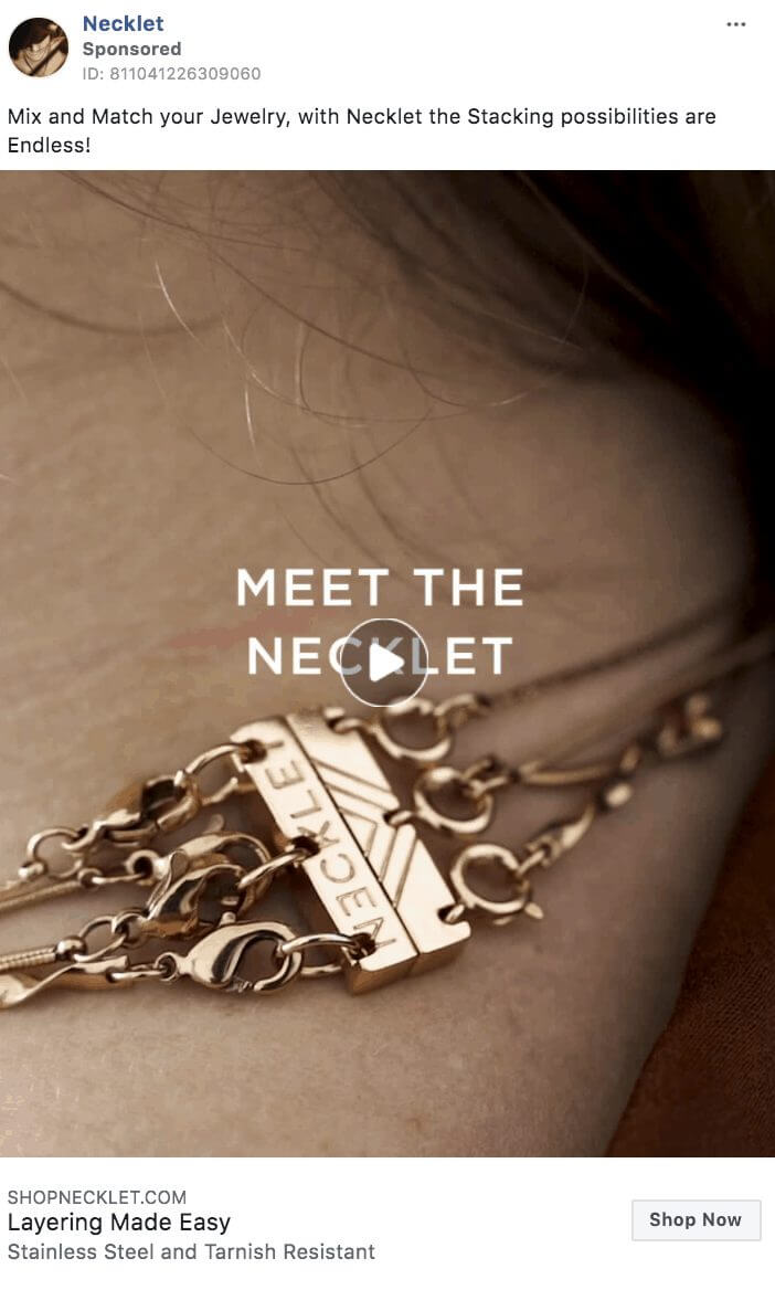 101 eComm Brands Making Facebook Ads You’ll Want to Click 42 Necklet 1