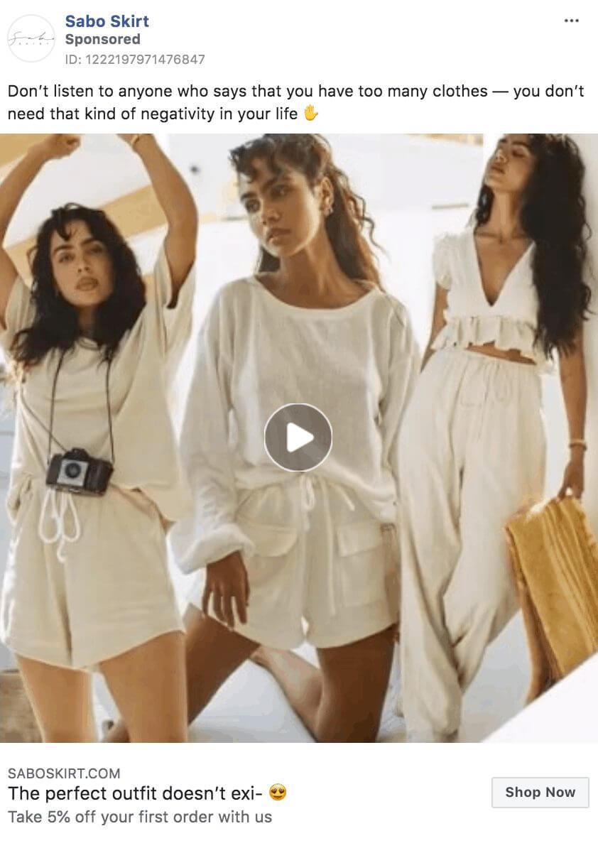 101 eComm Brands Making Facebook Ads You’ll Want to Click 31 Sabo Skirt