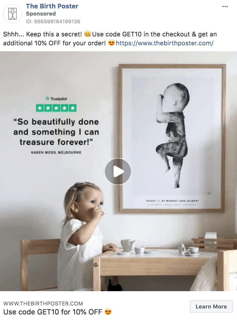 101 eComm Brands Making Facebook Ads You’ll Want to Click 97 The Birth Poster