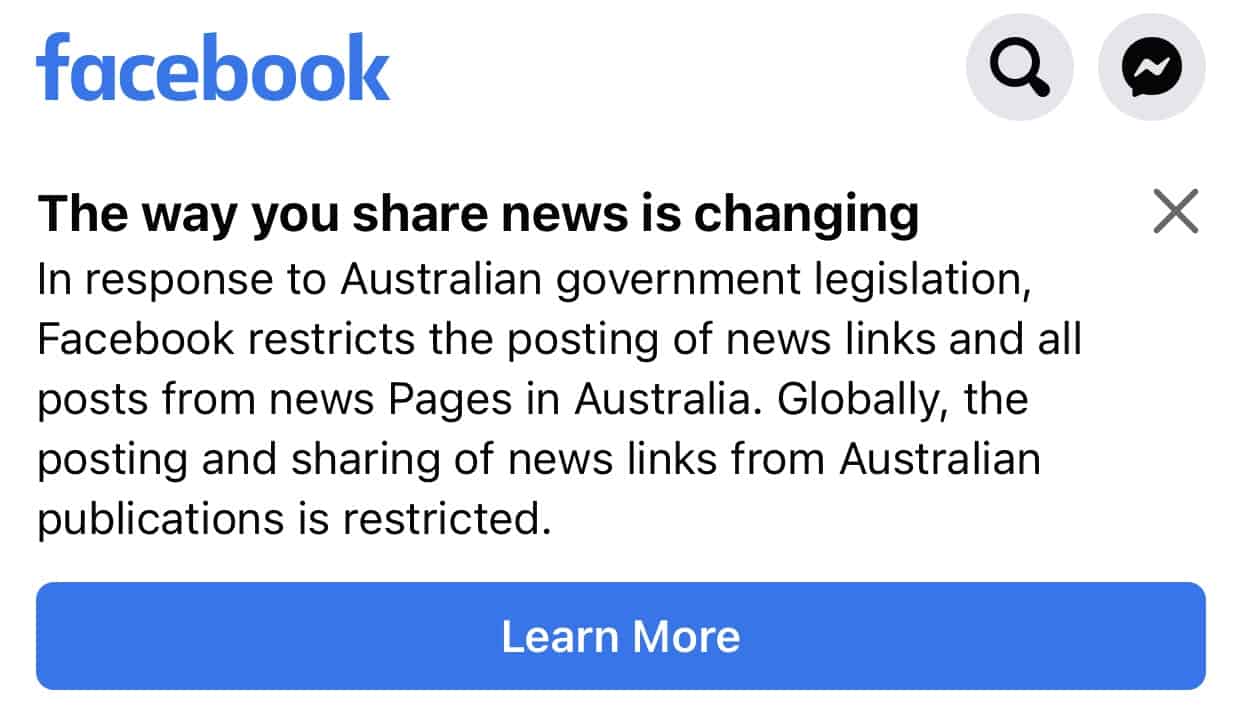 Facebook News Ban: What Happened and Will This Affect My Ads? 3 Facebook pop up
